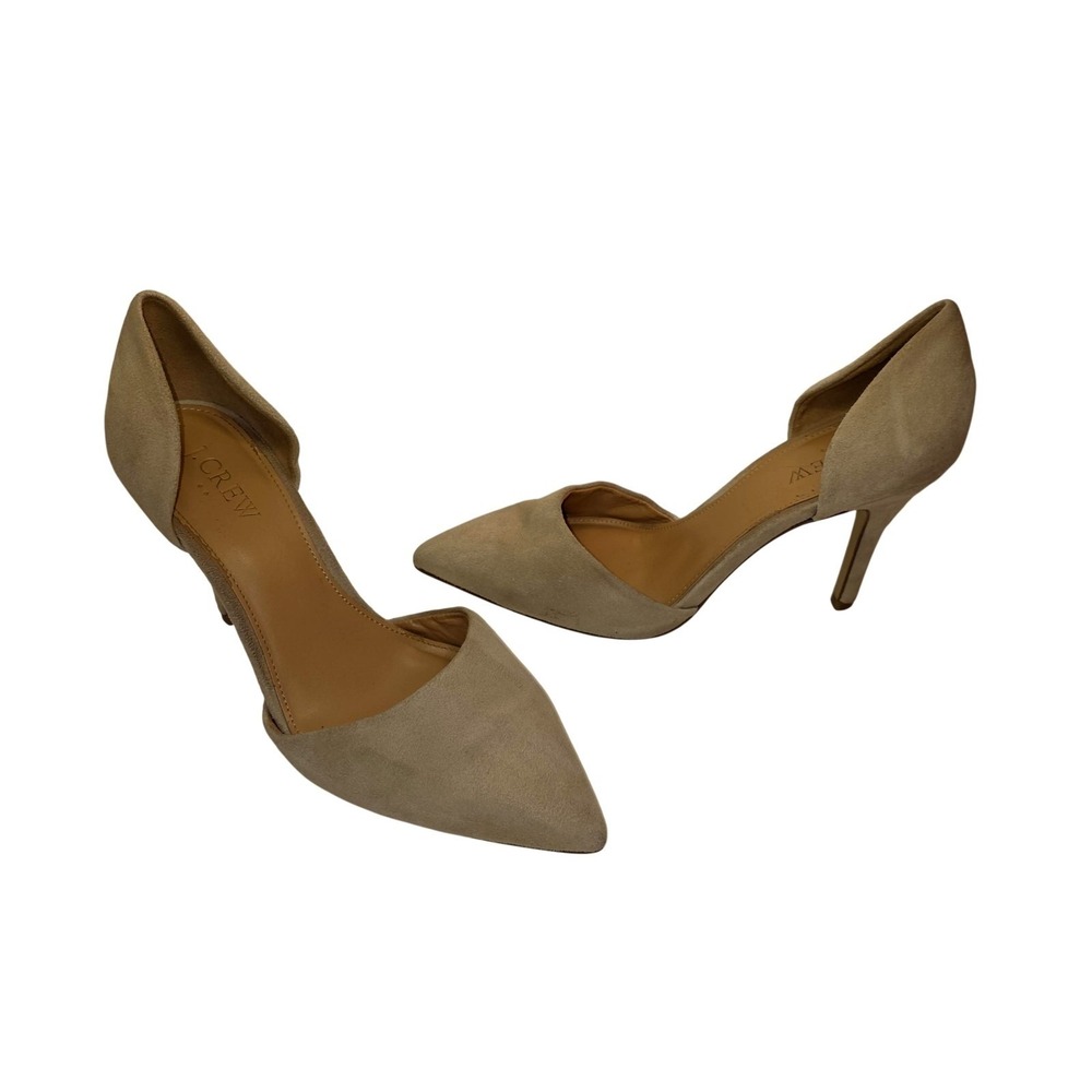 J.Crew Shoes Womens Size 7 Beige Suede D'Orsay Pointed Toe Stiletto Heels
